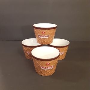COLDSTONE CREAMERY Waffle Cone Ceramic Ice Cream Dishes, Set of 4 (Like New.)